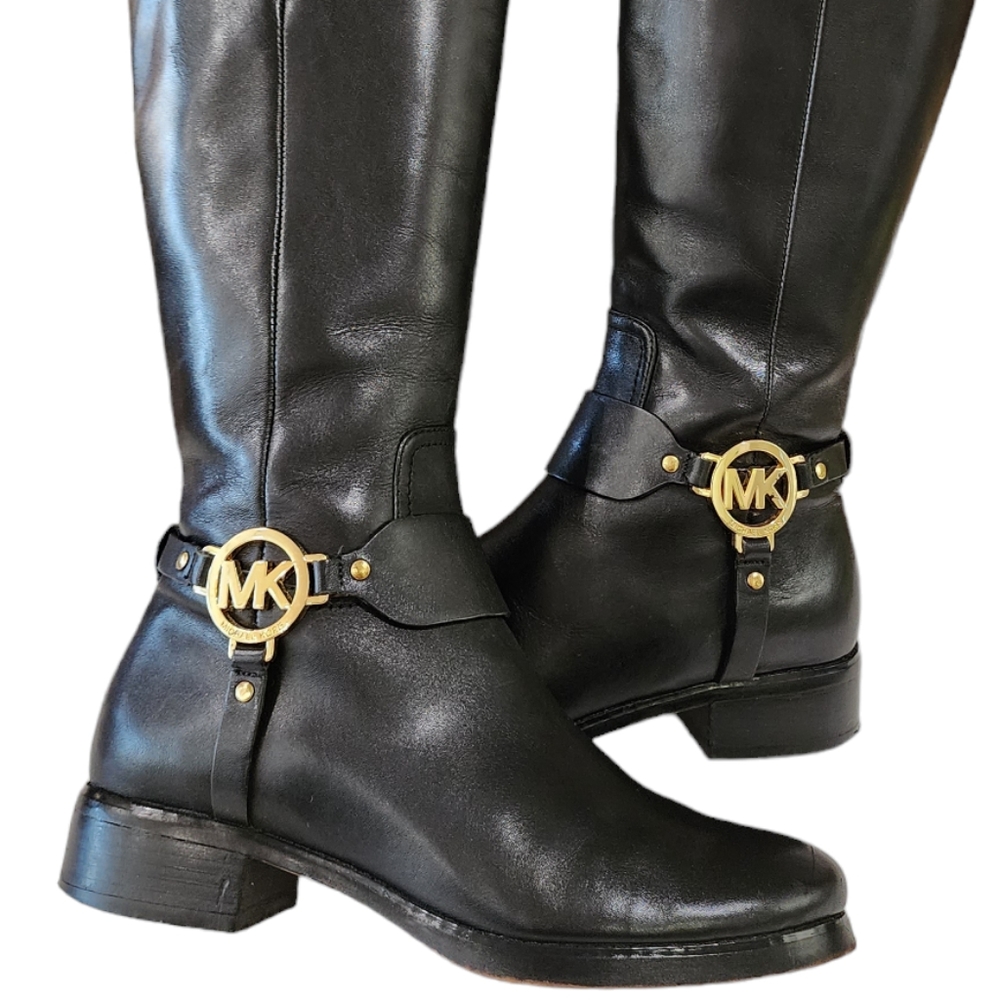 Michael Kors Fulton Harness Leather Riding Boots 6.5M - Picture 6 of 16